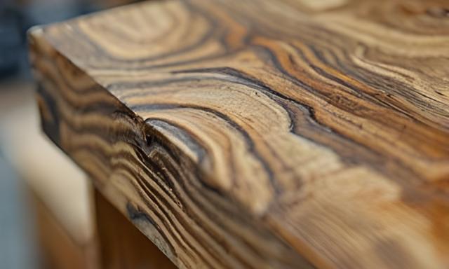 Detailaufnahme einer aufgearbeiteten Holzoberfläche mit sichtbarer Maserung und frischem, mattem Finish